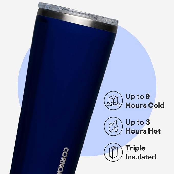 Corkcicle Classic Tumbler - Keeps Drinks Cold for 9 Hours & Hot for 3 - Triple-Insulated Stainless Steel - Holiday Tumbler Gift - 16 oz - Gloss Midnight Navy - Image 3