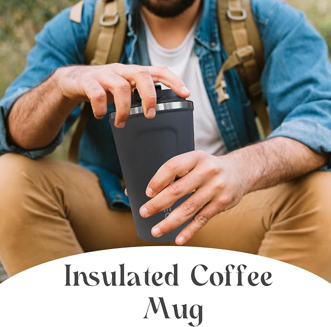 YINBAOGE Insulated Travel Coffee Mug, Spill & Leak Proof, Portable To Go Camping Stainless Steel Coffee Tumbler, Reusable Thermal Coffee Cup with Lid for Hot & Cold Drinks (2nd-Blue, 12 OZ) - Image 6