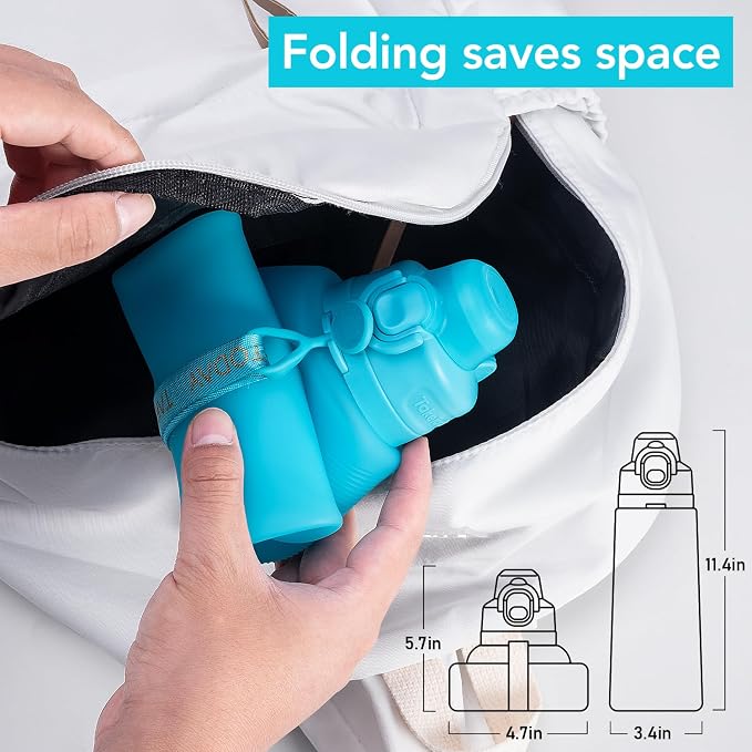 TakeToday Collapsible Water Bottles 32oz, Foldable Travel Water Bottle - Image 7