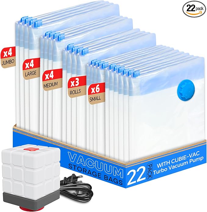 Vacuum Seal Bags for Clothing, 22 Pack Vacuum Storage Bags for Clothes by Vacbird