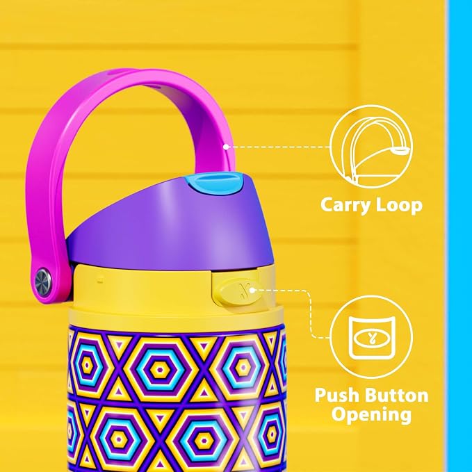 24 oz Insulated Water Bottle for Women: Meoky Stainless Steel Water Bottle with Holder and Shoulder Strap - Leak Proof, Cold for 24 Hours, Protective Silicone Base, BPA-Free for Travel Gym, Neon Beat - Image 5