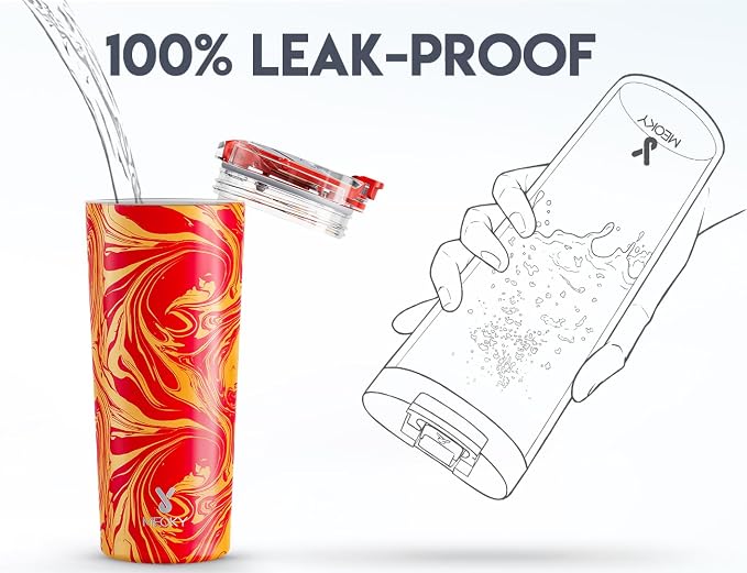 Meoky 24 oz Travel Coffee Mug with Leak-proof Lid, Stainless Steel Insulated Coffee Tumbler, Keeps Hot for 8 Hours or Cold for 24 Hours, Fits in Car Cup Holder (Lava Swirl) - Image 5