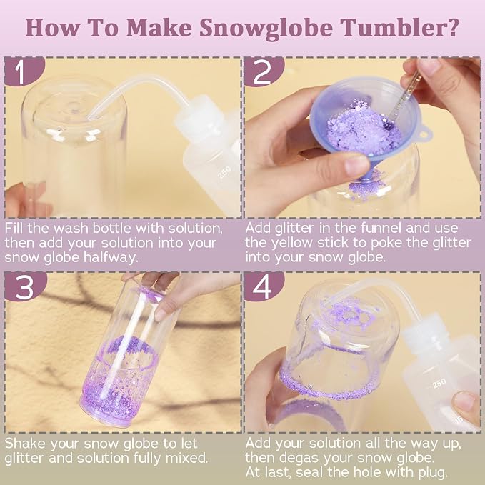 Maucircol 15 Pack Acrylic Snow Globe Tumbler, 20 Oz Pre Drilled Double Wall Snow Globe Supplies Kit, Plastic Snowglobe Tumbler DIY Kit Including Cups and DIY Tools - Image 4