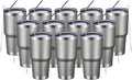 MEWAY 30oz Insulated Tumbler With Lids and Straws,Stainless Steel Double Vacuum Coffee Tumbler Cup, Brush, Durable Powder Coated Coffee Cup for Cold & Hot Drinks, Office, Travel(Cold Grey,12 PACK) by MEWAY