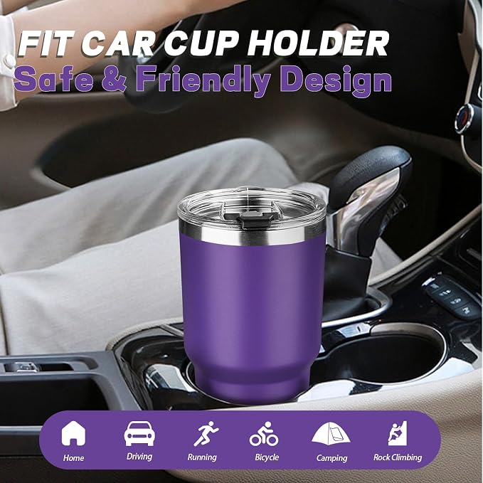 30 oz Tumbler with Lids and Straws, Stainless Steel Insulated Coffee Tumbler, Double Wall Vacuum Insulated Travel Mug Cup, Leakproof Thermal Coffee Cup for Hot and Cold Drinks (Purple) - Image 6