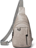 7L Sling Bag for Women Men Leather Small Sling Backpack Daypack Anti Theft by LATMAP