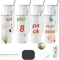 8pack 20oz flat edge sublimation tumblers ，White skinny insulated Sublimation tumbler Straight Cups with Individual Gift Box, Silicone Bottom Polymer Coating for Heat Transfer （8pack 20oz） by Unknown
