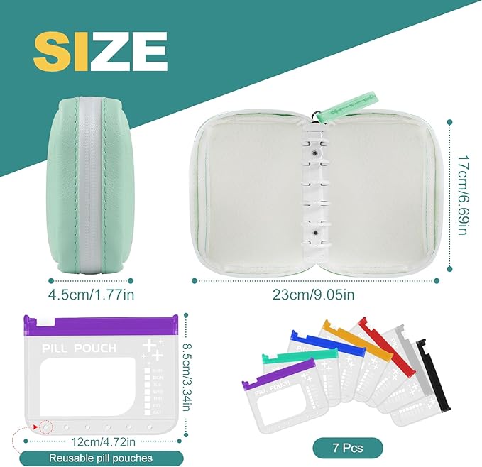 A7-L Water-Proof Pill Pouch Set， Large Pill Organizer, BPA Free, A7-L Pill - Image 3