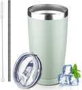 20 oz Tumbler with Lids and Straws, Stainless Steel Insulated Coffee Tumbler, Double Wall Vacuum Insulated Travel Mug Cup, Leakproof Thermal Coffee Cup for Hot and Cold Drinks (green tea) by GUDEMAO