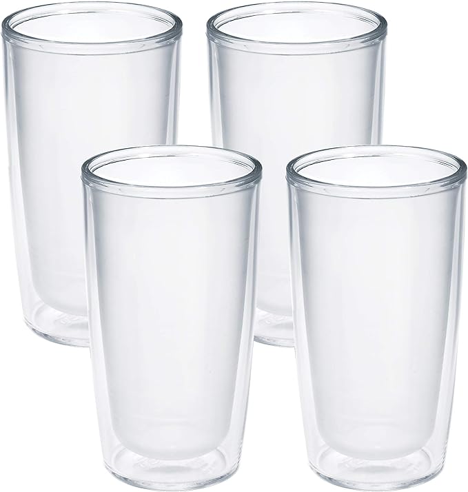 Tervis Crystal Clear Tabletop Made in USA Double Walled Insulated Tumbler Travel Cup Keeps Drinks Cold & Hot, 16oz - 4pk, Classic by TervisTumblerCompany