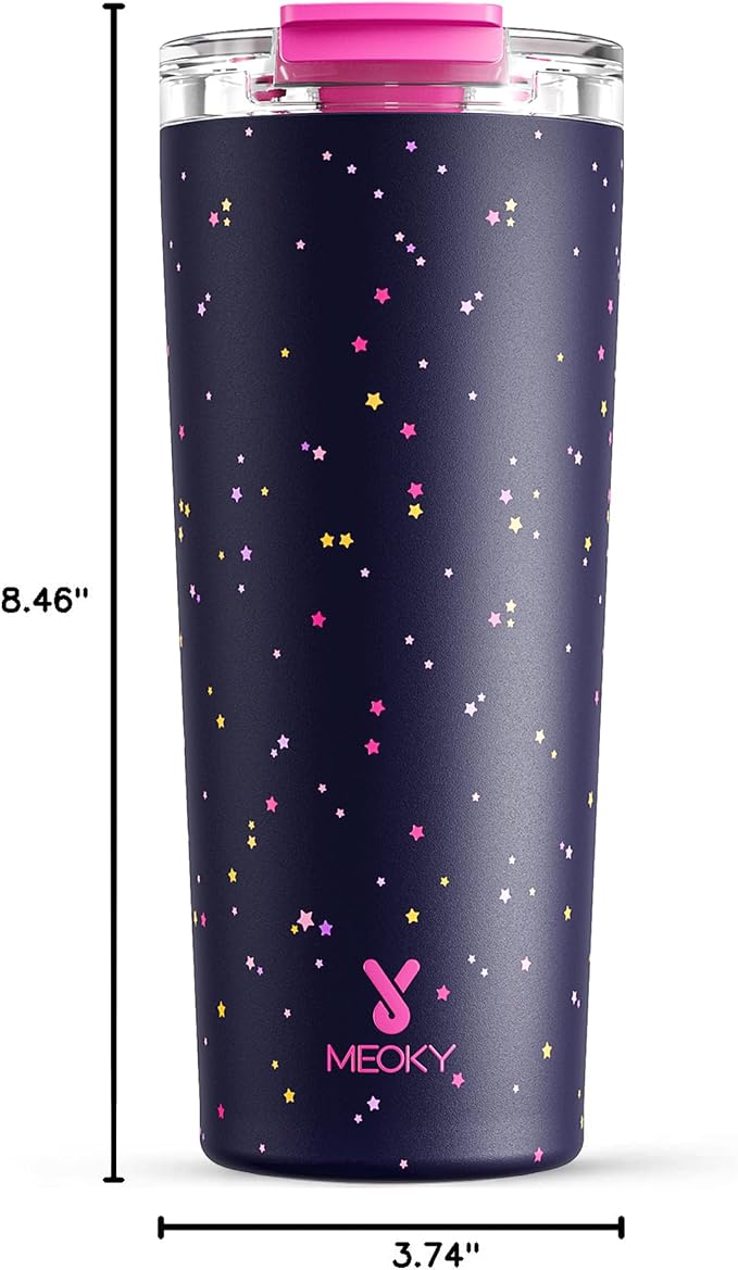 Meoky 24 oz Travel Coffee Mug with Leak-proof Lid, Stainless Steel Insulated Coffee Tumbler, Keeps Hot for 8 Hours or Cold for 24 Hours, Fits in Car Cup Holder (Plum Stardust) - Image 3