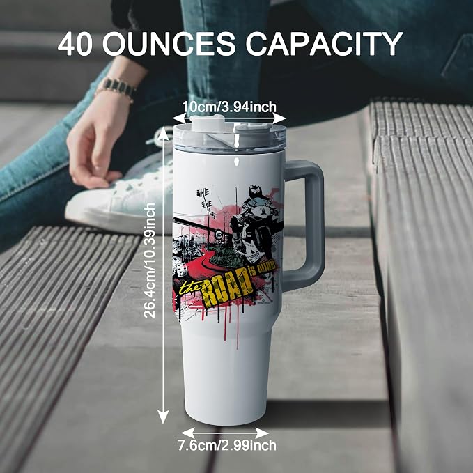 sweet grain Sublimation Tumblers 40 oz with Handle(4 Pack) - Stainless Steel Double Wall Vacuum Insulated Large Tumbler Bulk with Removable Handle and Straw - Black & White Handle - Image 6