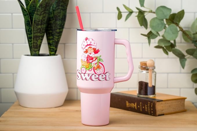 Silver Buffalo Strawberry Shortcake and Custard “Sweet” Double Walled Stainless Steel Tumbler with Handle, Fits in Standard Cup Holder, 40 Ounces - Image 8