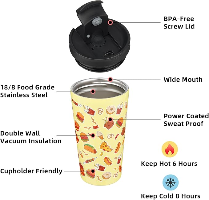 BJPKPK 18oz Tumbler With lid And Straw Stainless Steel Travel Coffee Mug Insulated Tumblers Cups,Yummy - Image 2