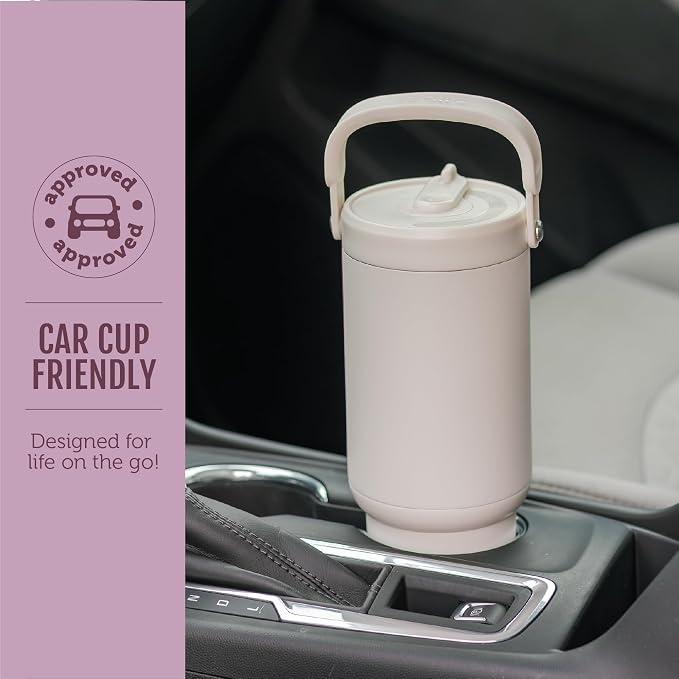 Ello Oasis Go+ 26oz Tumbler with Top Handle and Retracting Straw | Reusable Insulated Stainless Steel Cup, 100% Leakproof Water Bottle, 24 Hours Cold, Cup Holder Friendly For Travel | Wild Rasberry - Image 5