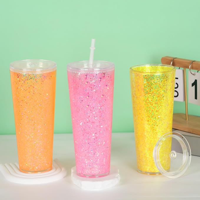 6 Pack 24Oz Snow Globe Tumblers, Double Wall Acrylic Snowglobe Cup with Pre Drilled Hole, Lids, Straws and Plug, Reusable Clear Plastic Tumbler for Snow Globe Glitter DIY - Image 5