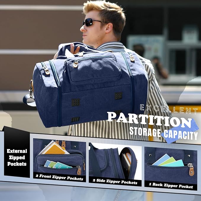 Gonex Canvas Duffle Bag for Travel 60L Expandable Duffel Weekend Overnight Bag - Image 7