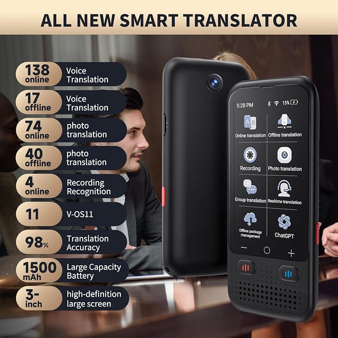 Language Translator Device No WiFi Needed, Upgraded Ai ChatGpt Translator - Image 3
