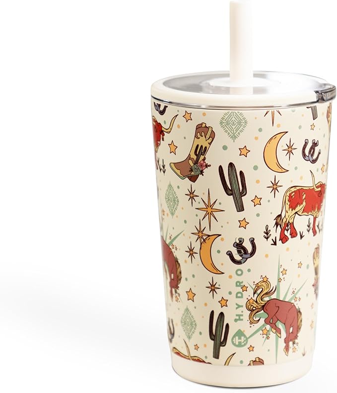 HydroJug Everyday Tumbler 14 oz – Ceramic-Lined Insulated Tumbler with Straw and Soft-Touch Lid, Cup Holder Friendly, Double-Wall Vacuum Insulation, Reusable Travel Cup – Rodeo by Hydrojug