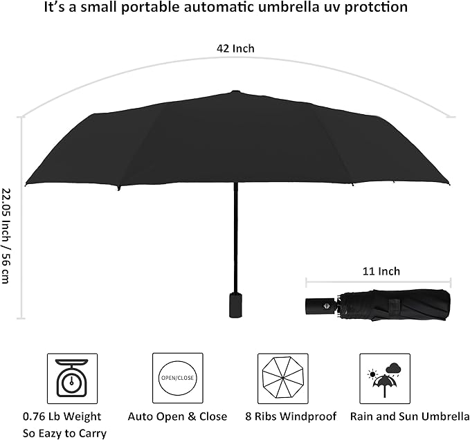 BAODINI Small UV Protection Travel Umbrella Compact - Image 8