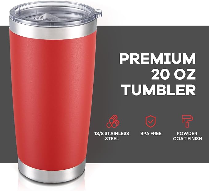 20 oz Tumbler with Lid Stainless Steel Insulated Tumblers Bulk Double Wall Vacuum Cups Powder Coated Travel Mug Keep Drinks Cold and Hot, Wine Red, 12 Pack - Image 2