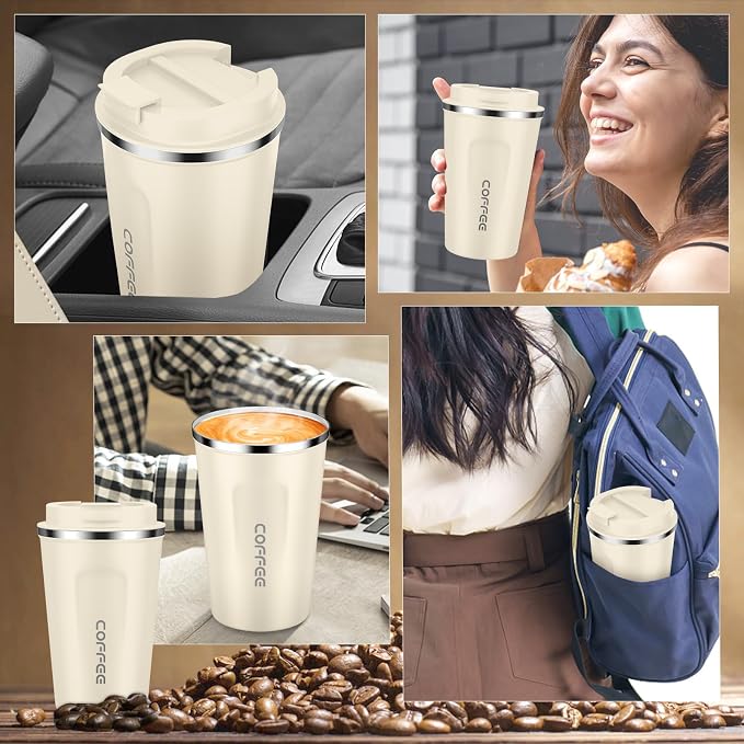 CS COSDDI 12 oz Stainless Steel Vacuum Insulated Tumbler - Coffee Travel Mug Spill Proof with Lid - Coffee Cups for Keep Hot/Ice Coffee,Tea and Beer - Image 4