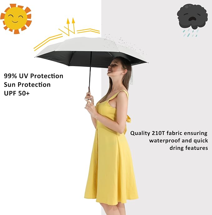 BAODINI Small UV Protection Travel Umbrella Compact - Image 2