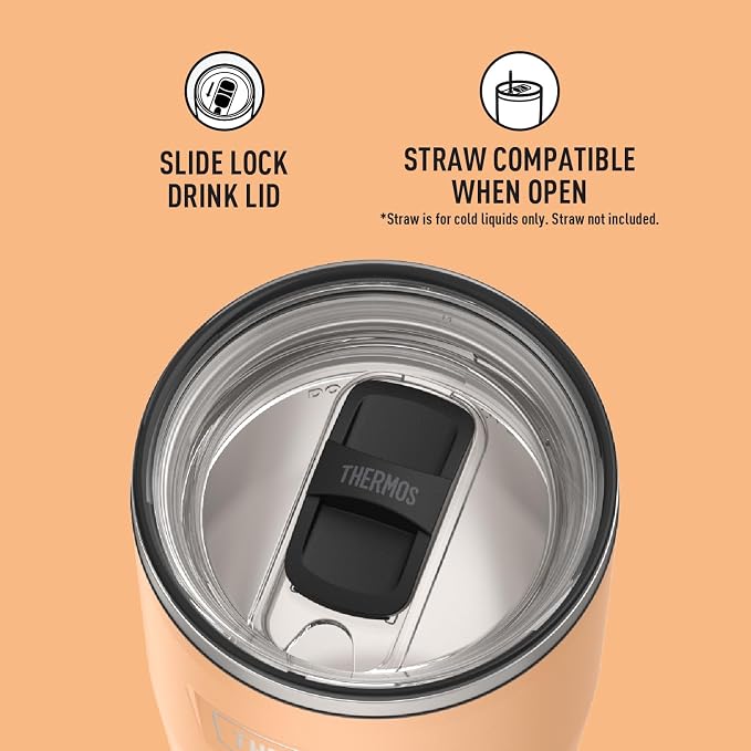 THERMOS ICON SERIES, Stainless Steel Tumbler with Slide Lock, 24 Ounce, Melon - Image 4