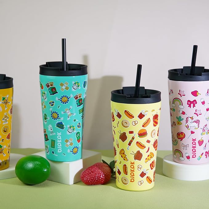 BJPKPK 22oz Insulated Tumbler With lid And Straw Stainless Steel Tumblers Travel Coffee Mug Reusable Thermal Cup,Unicorns - Image 5