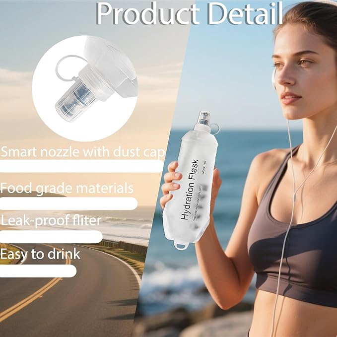 CLINTT 500ml Soft Flask, Foldable Running Water Bottle, TPU Folding Soft Water - Image 5
