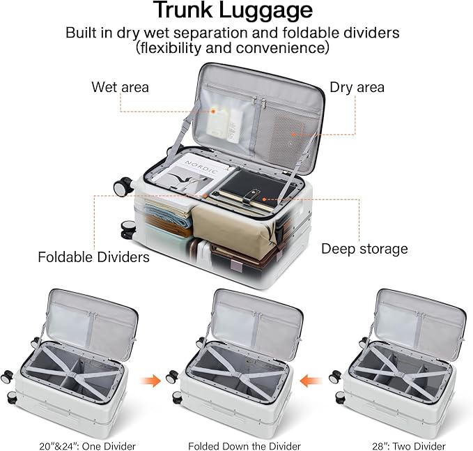 Hanke 24 Inch Luggage with Cup Holder and Charge, Top Opening Hard Shell - Image 4