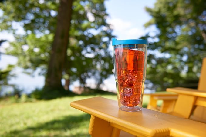 Tervis Clear & Colorful Lidded Made in USA Double Walled Insulated Tumbler Travel Cup Keeps Drinks Cold & Hot, 24oz, Black Lid, 1 Count (Pack of 1) - Image 2