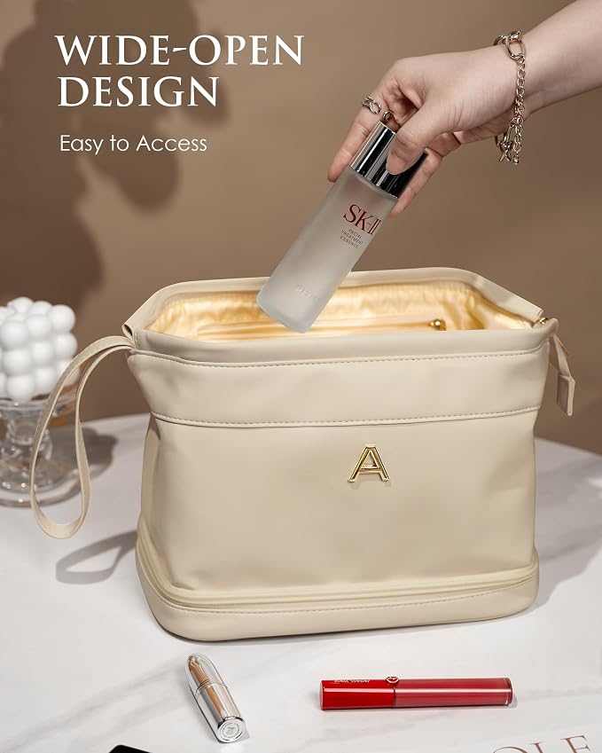 Women Gifts, Initial Large Makeup Bag, Travel Essentials, Personalized Double - Image 3