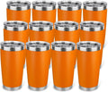 20oz Stainless Steel Tumbler Bulk with Lid, Travel Mug - Double Wall Vacuum Powder Coated Cup - Orange, 12 Pack by Unknown