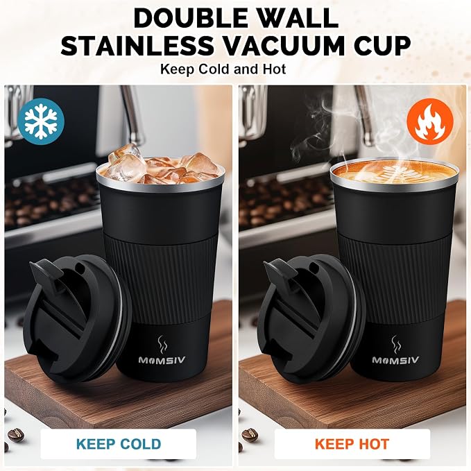 MOMSIV 17oz Travel Mug, Insulated Coffee Cup with Leakproof Lid, Vacuum Stainless Steel Double Walled Reusable Tumbler for Hot and Cold Water Coffee and Tea In Travel and Car - Image 3