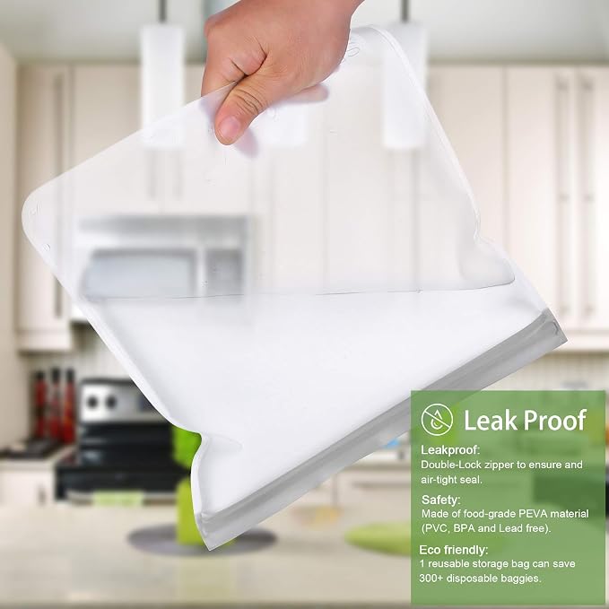 SPLF 12 Pack Dishwasher Safe Reusable Storage Bags, Extra Thick Freezer Bags - Image 4