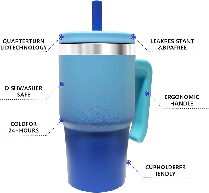 2PCS 20-OZ Insulated Water Bottle,Insulated Stainless Steel Tumbler,Reusable Cold Drink Thermos,BPA-Free, Double-Wall Stainless Steel Water Bottle (Royal Blues, 20, Fluid Ounces) - Image 5