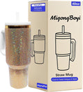 40-OZ Insulated Water Bottle,Insulated Stainless Steel Tumbler,Reusable Cold Drink Thermos,BPA-Free, Double-Wall Stainless Steel Water Bottle (Golden Copper Color-Diamond, 40, Fluid Ounces) by Unknown
