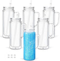 20 Oz Acrylic Snow Globe Tumbler Cup with Handle, Double Wall Plastic Snowglobe Tumbler with Pre-Drilled Hole and Plug for Glitter DIY, 6 Pack by Unknown