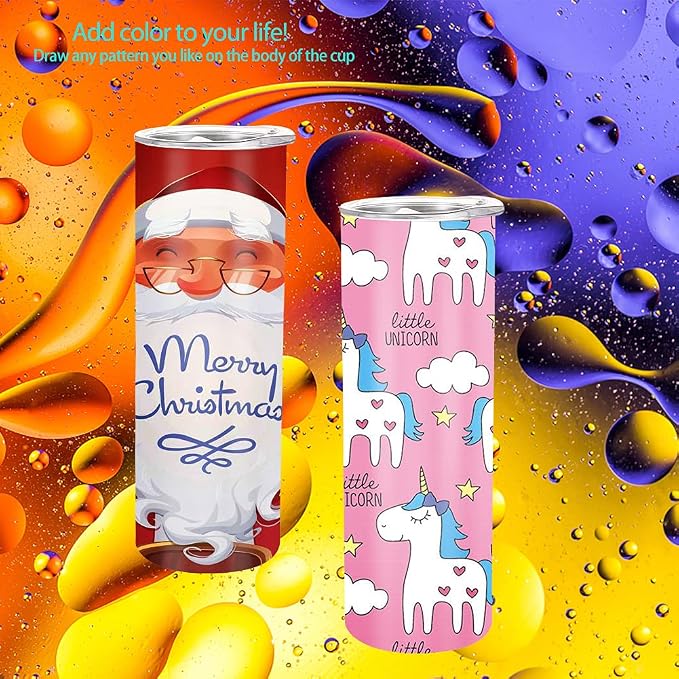 YOUKE OLA 8 Pack Sublimation Tumblers Bulk 20oz White Straight Blank Tumbler for Heat Transfer, Individual Gift Boxed, Stainless Steel Double Wall Insulated Cup with Shrink Wrap Sleeve, Heat Tape - Image 7