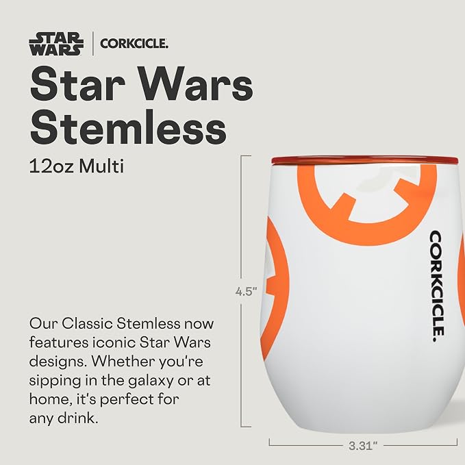 Corkcicle Stemless Insulated Wine Glass Tumbler - Keeps Beverages Cold 6 Hours & Hot 3 Hours - Stainless Steel - Easy-Grip - Summer Gift - Keeps Drinks Ice Cold - 12 oz - Droid Set 3-Pack Bundle - Image 2