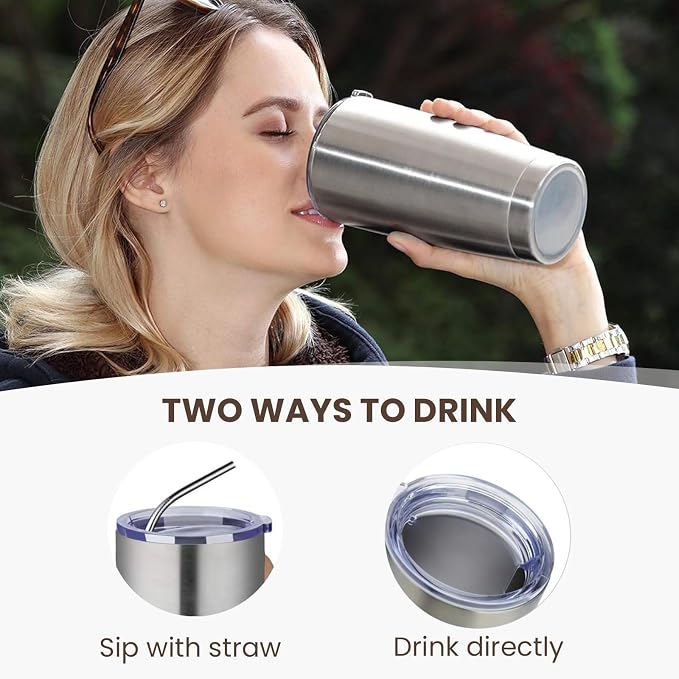 MEWAY 20oz Tumbler Cup Double Wall Vacuum Insulated Travel Mug Bulk, Stainless - Image 3