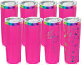 20 oz Skinny Tumblers Stainless Steel Tumbler with Lid and Straw Double Wall Vacuum Insulated Coffee Mug 20oz Powder Coated Cup for Hot and Cold Drinks(Rosy,8 pack) by FunTrans