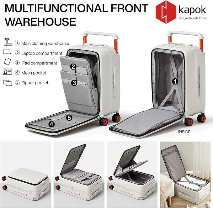 mixi Carry On Luggage Wide Handle Luxury Design Rolling Travel Suitcase PC - Image 5