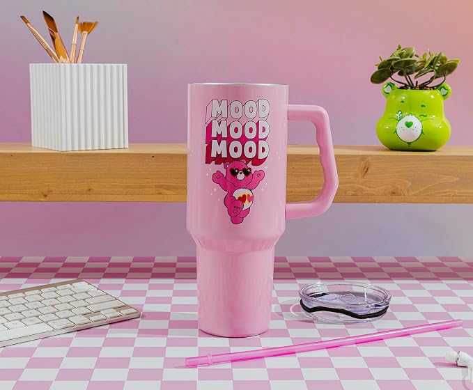 Silver Buffalo Care Bears “Mood” Double Walled Stainless Steel Tumbler with Handle Featuring Love-A-Lot Bear, Fits in Standard Cup Holder, 40 Ounces - Image 8