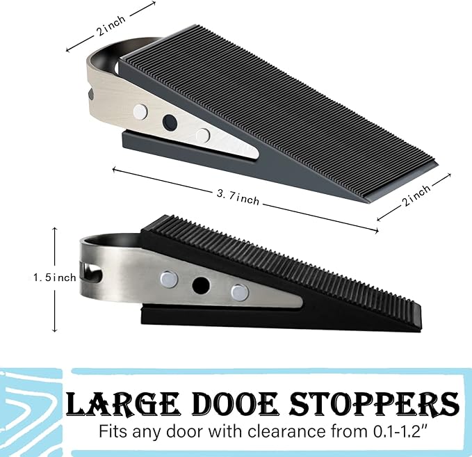 Shackcom Rubber Door Stopper Wedge, 4 Pack Black Heavy Duty Door Stop Suitable - Image 2