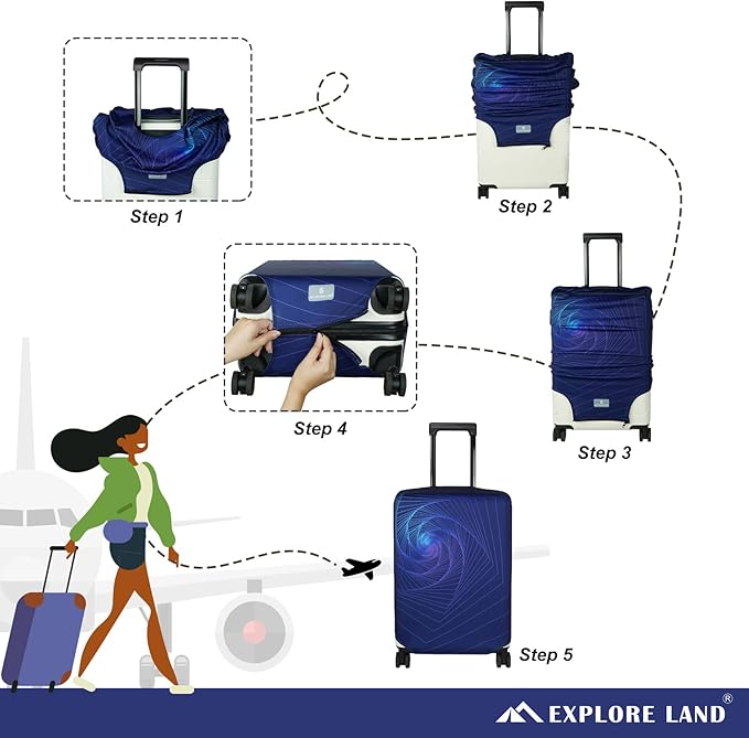 Explore Land Travel Luggage Cover Suitcase Protector Fits 23-26 Inch Case - Image 5