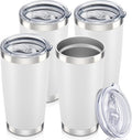20 oz Tumbler with Lid Stainless Steel Insulated Tumblers Bulk Double Wall Vacuum Cups Powder Coated Travel Mug Keep Drinks Cold and Hot, White, 4 Pack by Orebigo