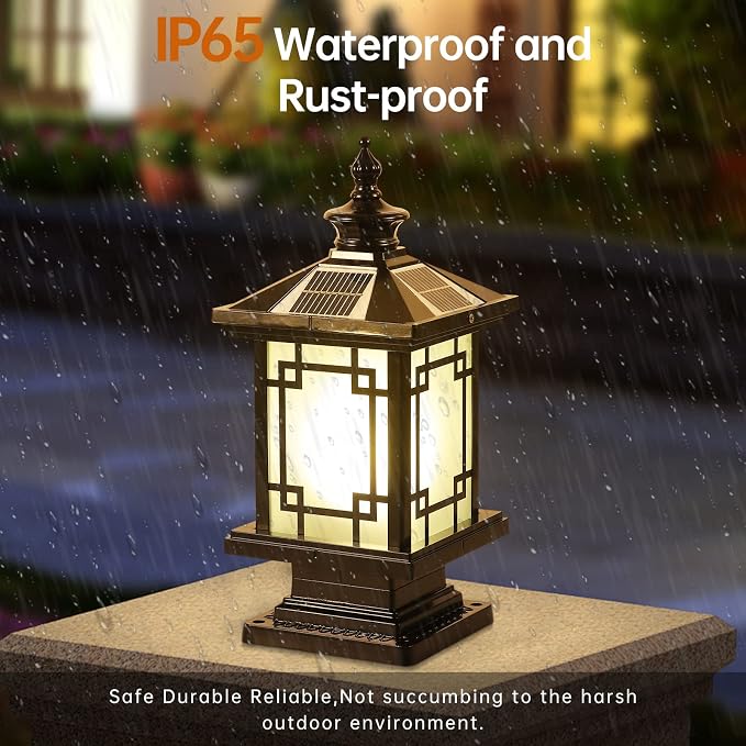LED Solar Post Light Outdoor, Aluminum Fence Post Cap Lamp Remote Control - Image 4