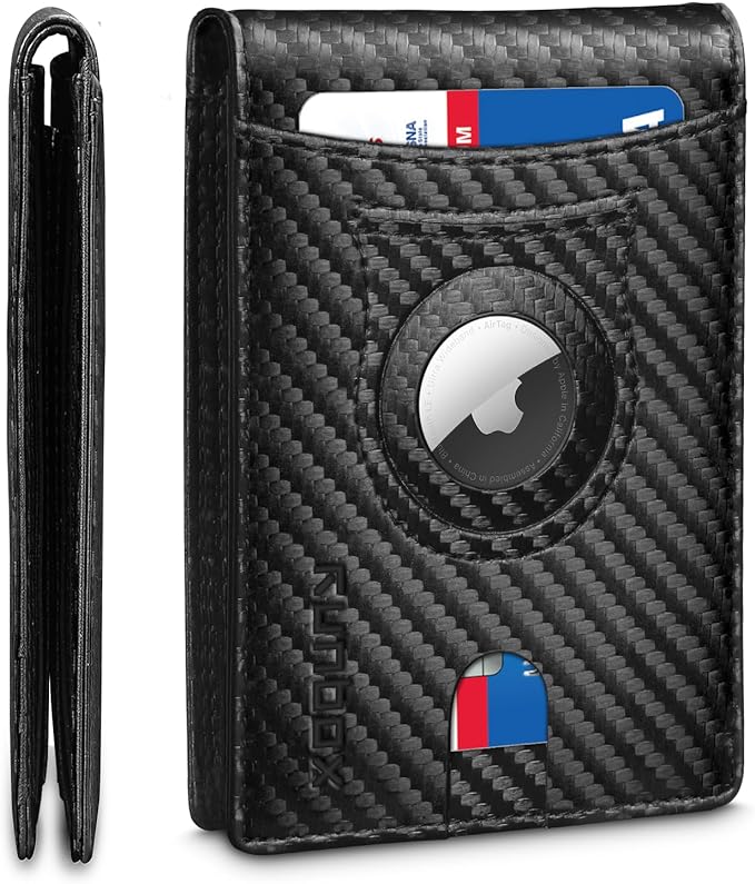 RUNBOX AirTag-Wallet-Mens-Slim-RFID Blocking Wallets Leather by RUNBOX